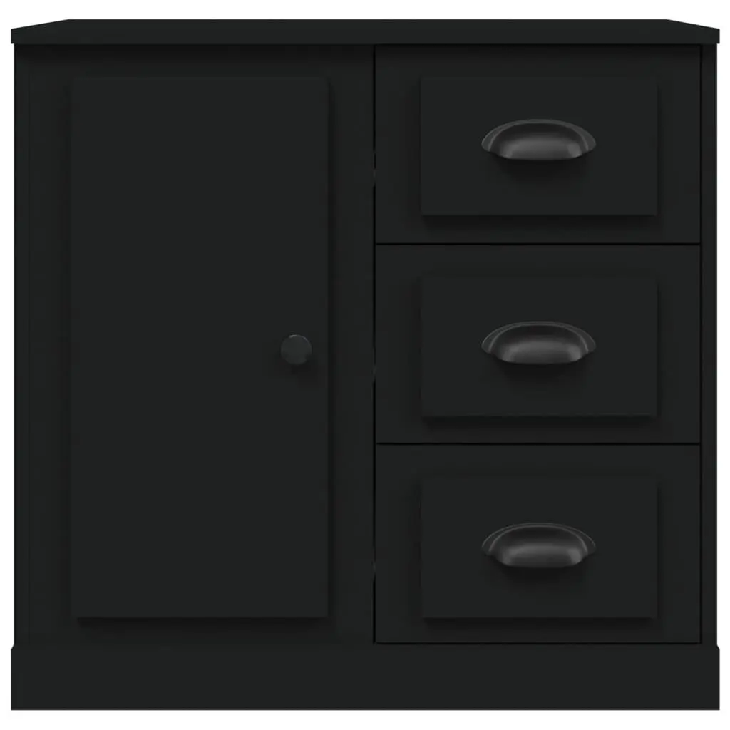 Black Sideboard Storage Cabinet Engineered Wood Buffet Display Furniture
