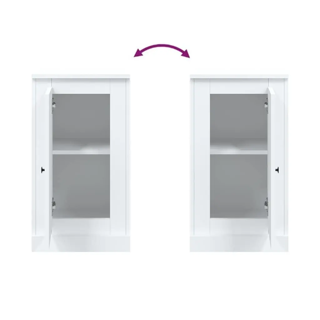 White Sideboard Storage Cabinet Engineered Wood 37.5W x 35.5D x 67.5H cm Furniture Buffet Cupboard