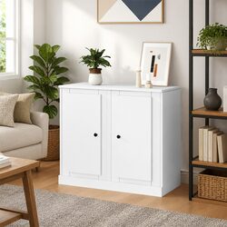 White Engineered Wood Sideboards – 2-Piece Set