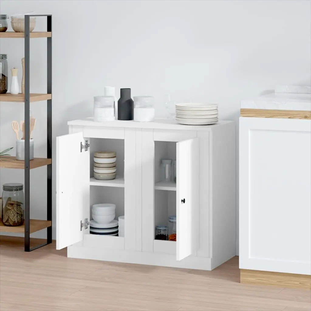 Sideboards 2 pcs White Storage Cabinet Cupboard Engineered Wood Home Furniture