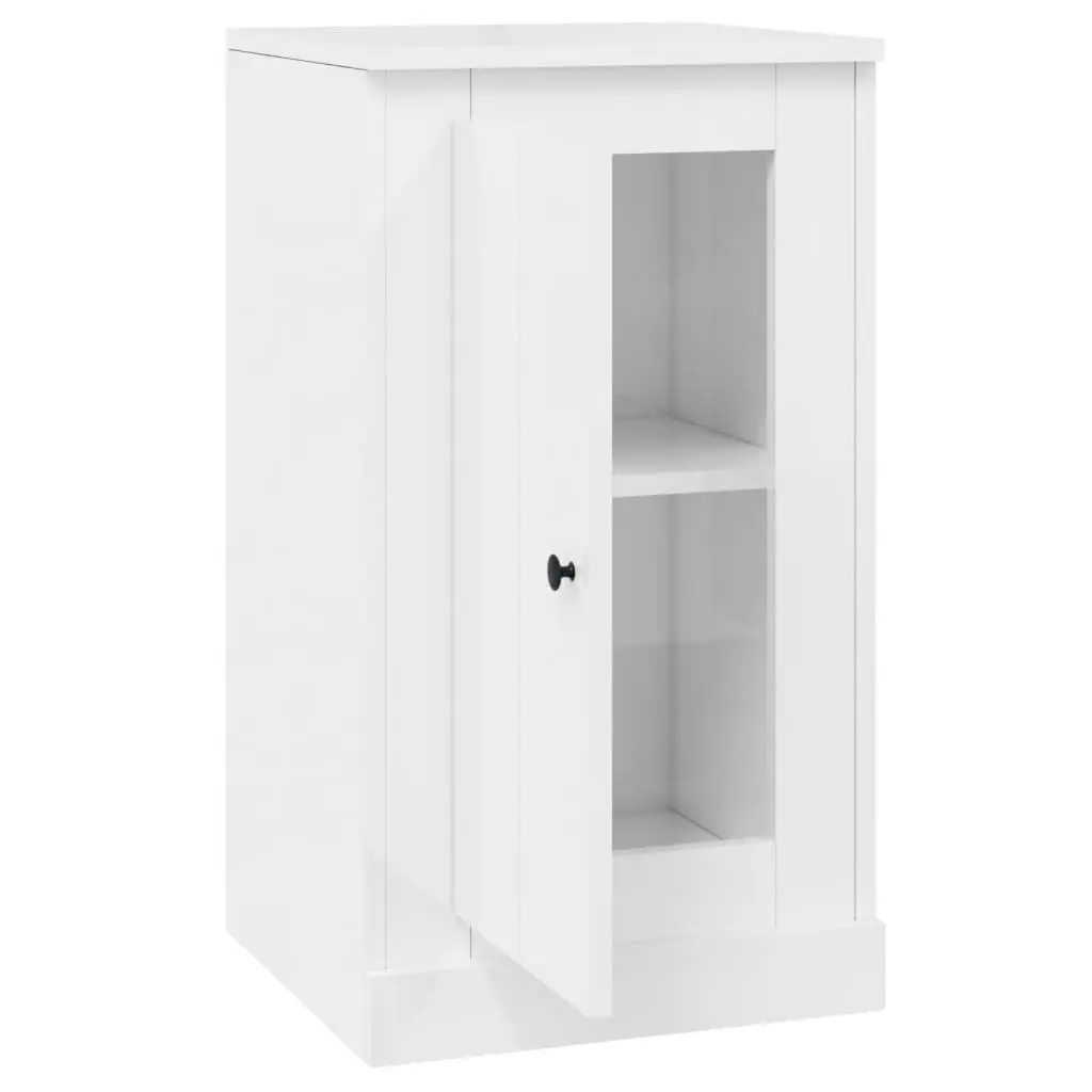 Sideboard High Gloss White 37.5W x 35.5D x 67.5H cm Engineered Wood Storage Cabinet
