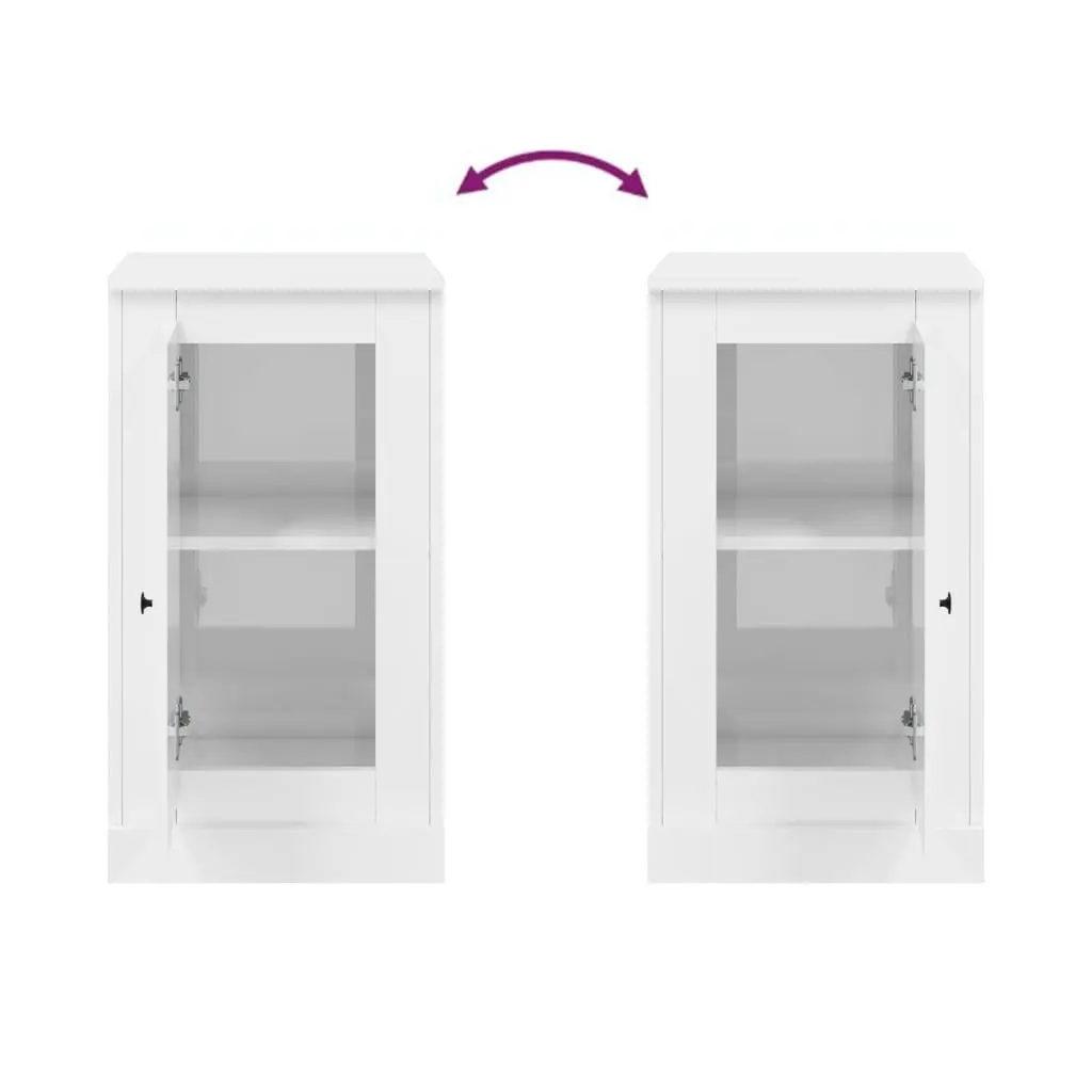 Sideboard High Gloss White 37.5W x 35.5D x 67.5H cm Engineered Wood Storage Cabinet