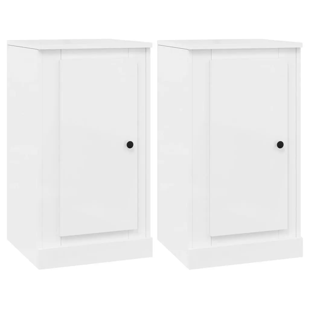 Sideboards 2 pcs High Gloss White Storage Cabinet Engineered Wood Cupboard