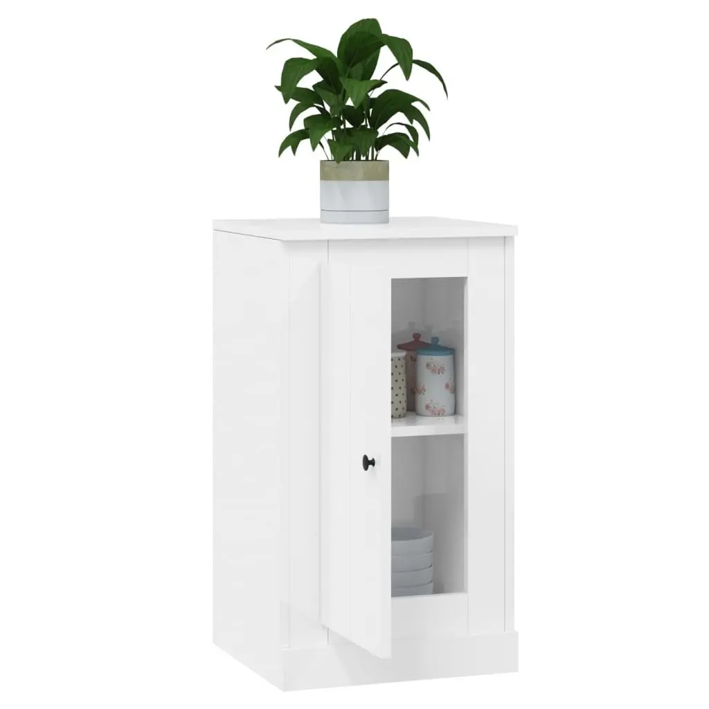 Sideboards 2 pcs High Gloss White Storage Cabinet Engineered Wood Cupboard