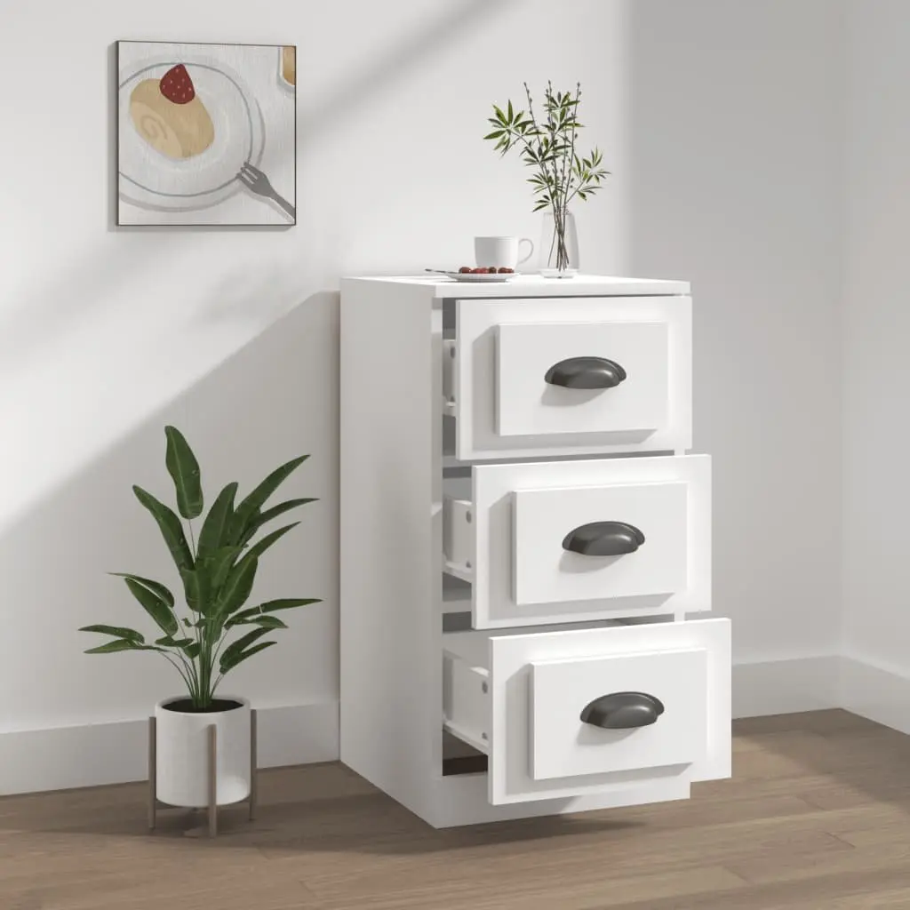Sideboard White Engineered Wood 36 x 35.5 x 67.5 cm Storage Cabinet Buffet Display Unit