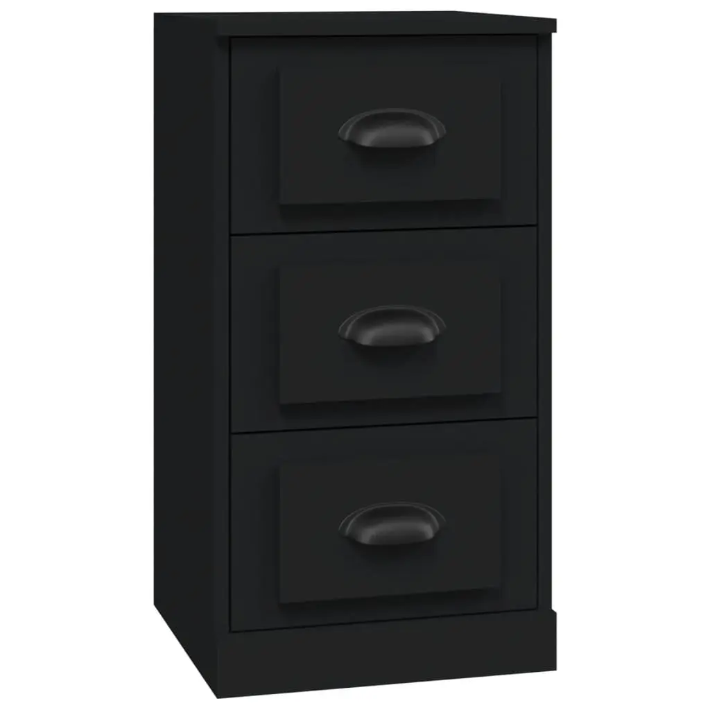 Black Sideboard Storage Cabinet Engineered Wood Buffet Cupboard 36 x 35.5 x 67.5 cm