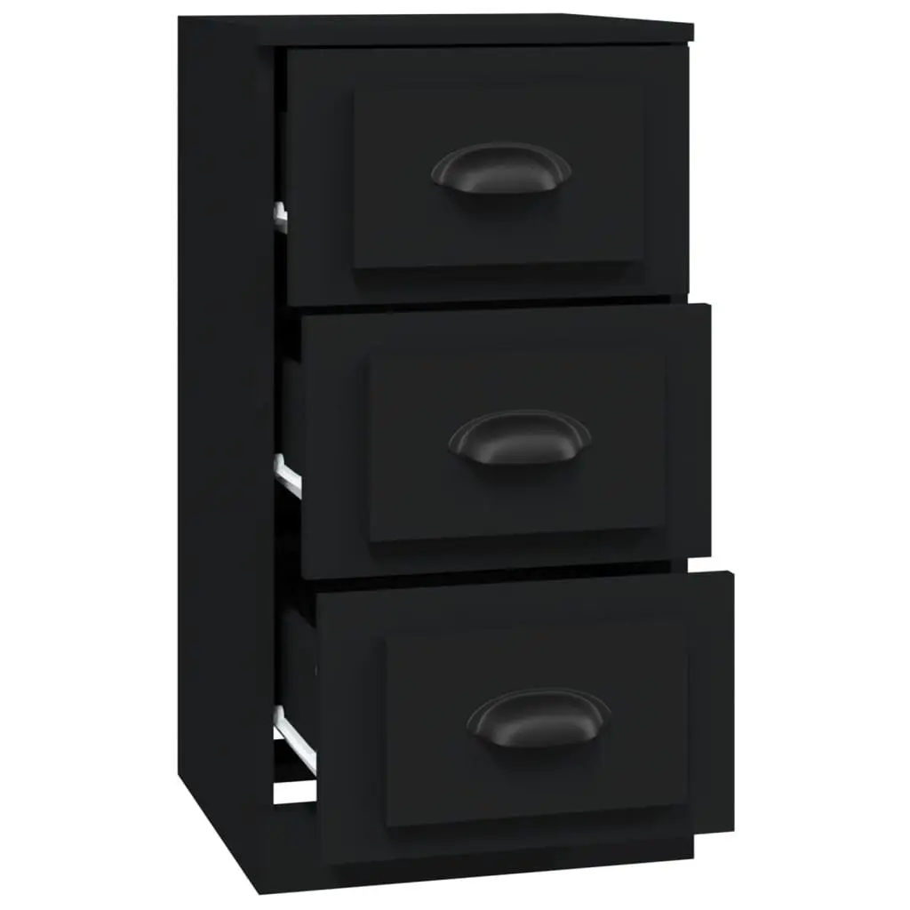 Black Sideboard Storage Cabinet Engineered Wood Buffet Cupboard 36 x 35.5 x 67.5 cm