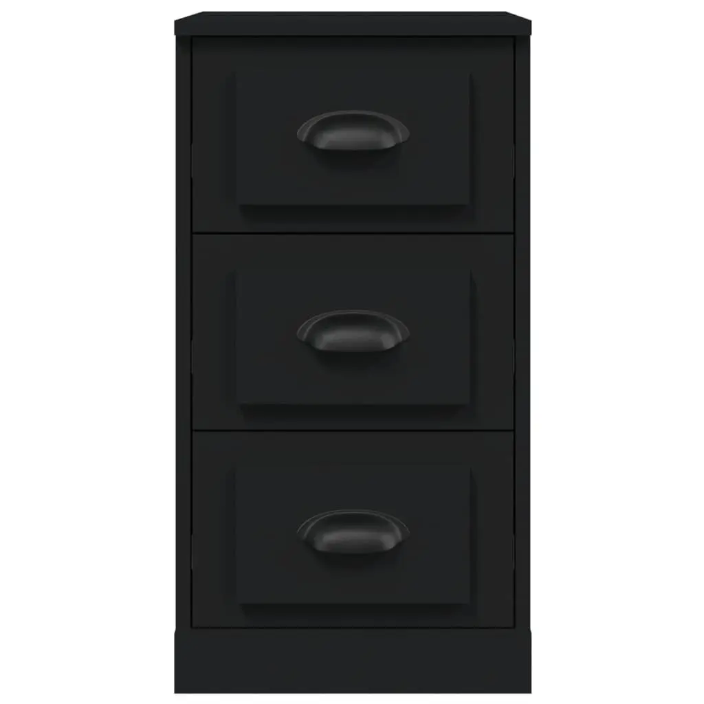 Black Sideboard Storage Cabinet Engineered Wood Buffet Cupboard 36 x 35.5 x 67.5 cm