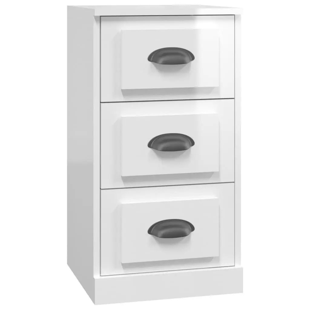 Sideboard High Gloss White 36W x 35.5D x 67.5H cm Engineered Wood Storage Buffet