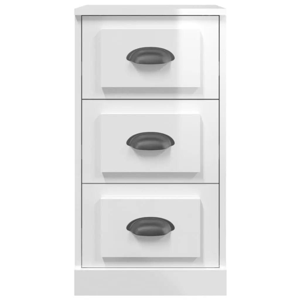Sideboard High Gloss White 36W x 35.5D x 67.5H cm Engineered Wood Storage Buffet