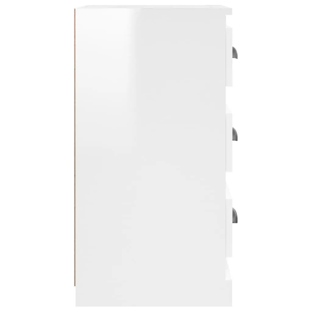 Sideboard High Gloss White 36W x 35.5D x 67.5H cm Engineered Wood Storage Buffet