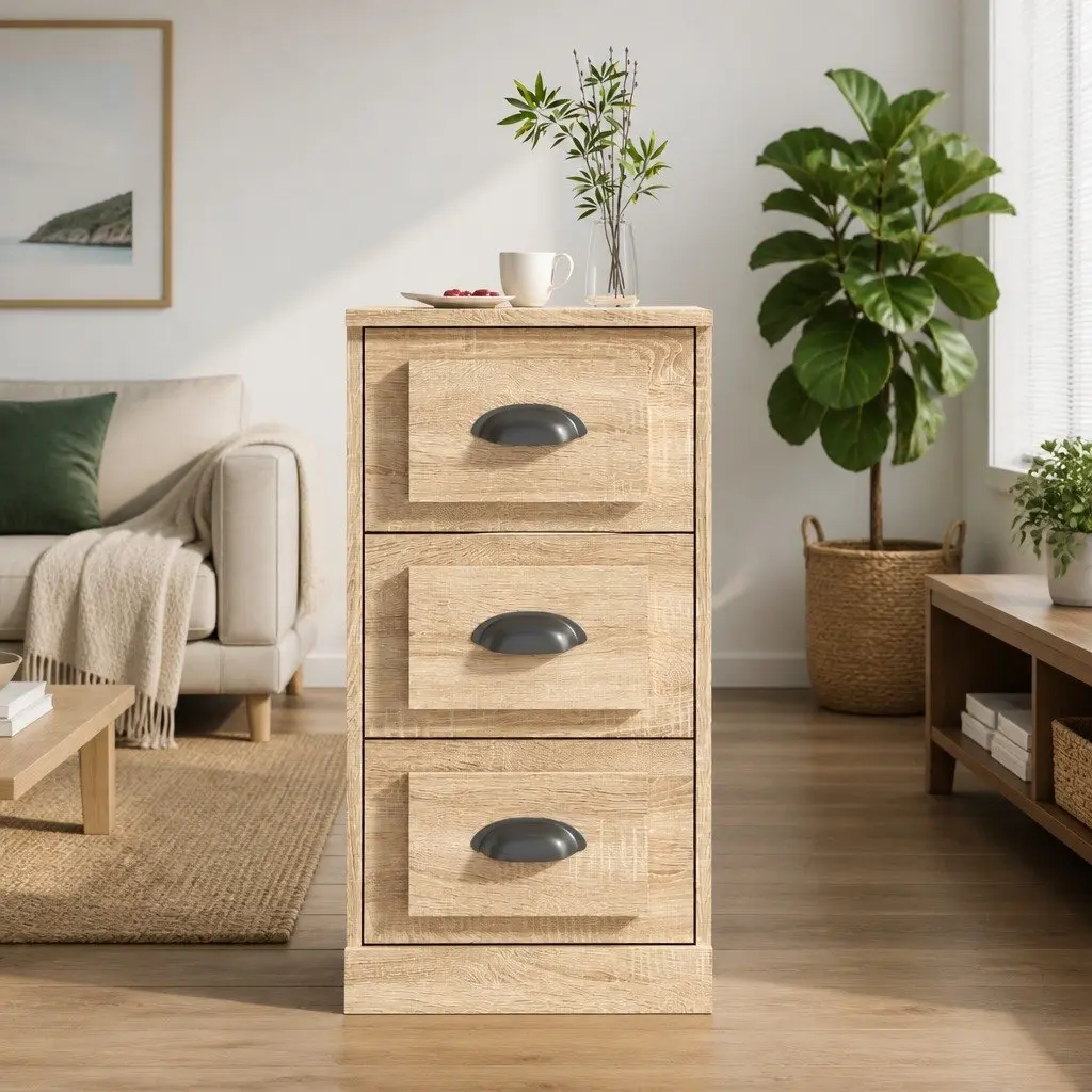 Sideboard Brown Engineered Wood Storage Cabinet Buffet Display Unit 36W x 35.5D x 67.5H cm