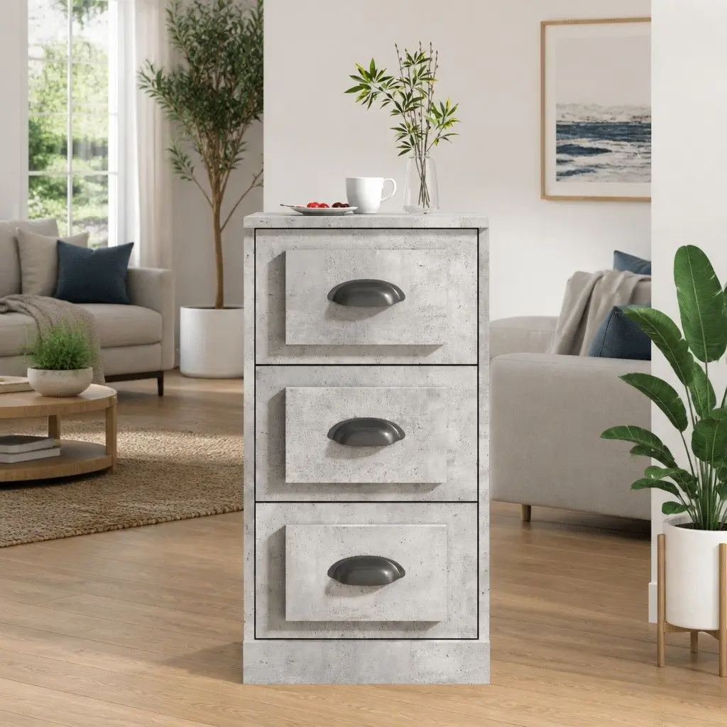 Storage Cabinet Engineered Wood Grey Living Room Sideboard Display 36x35.5x67.5cm