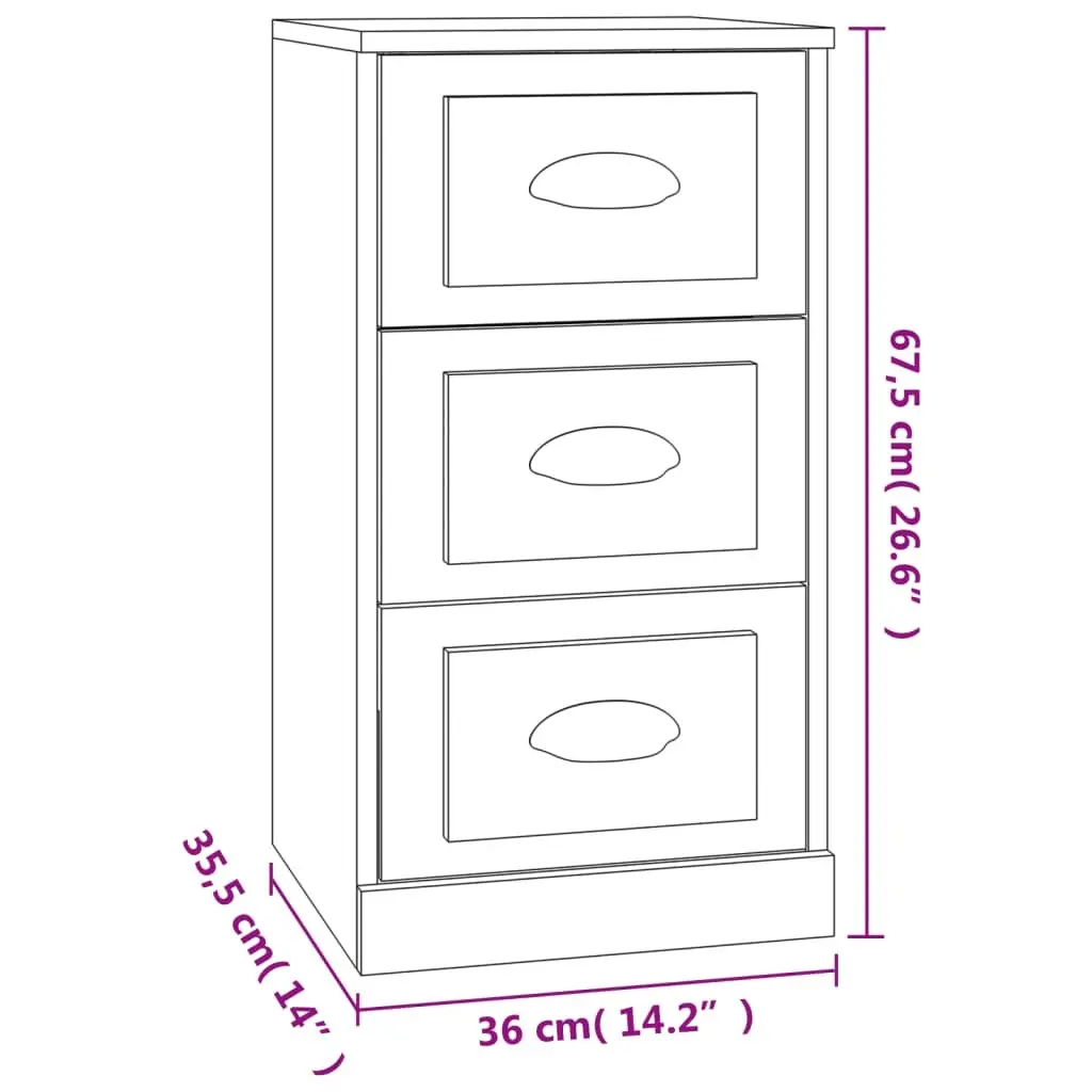 Storage Cabinet Engineered Wood Grey Living Room Sideboard Display 36x35.5x67.5cm
