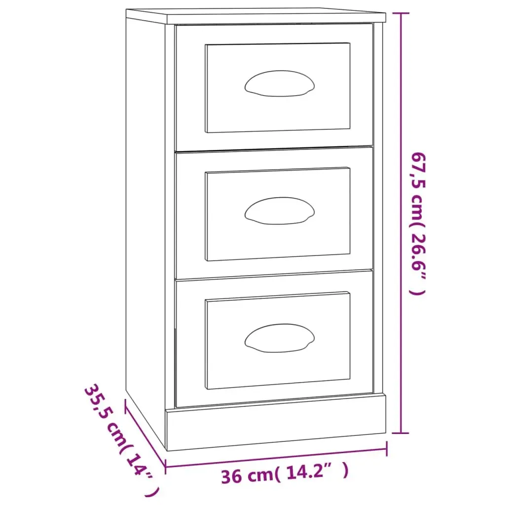 Engineered Wood Sideboard Brown Storage Cabinet Display Unit 36cm x 35.5cm x 67.5cm