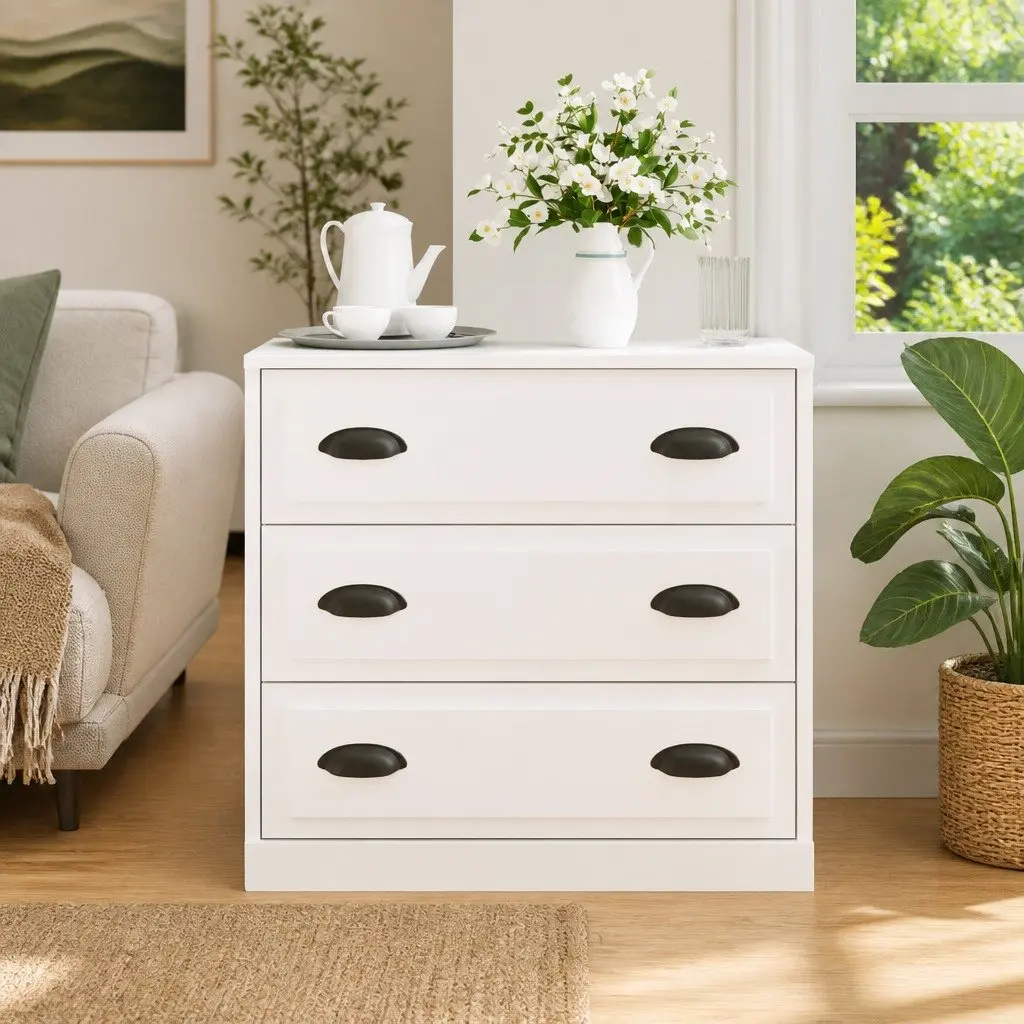 Sideboard Cabinet High Gloss White 70cm Engineered Wood