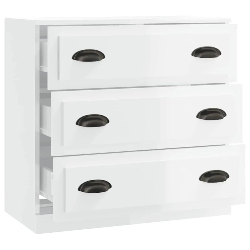 Sideboard Cabinet High Gloss White 70cm Engineered Wood