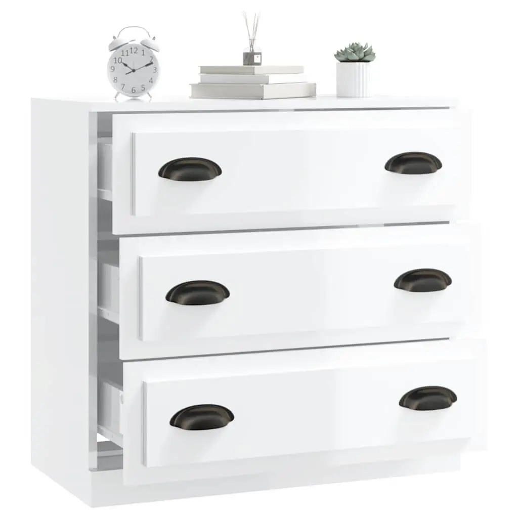 Sideboard Cabinet High Gloss White 70cm Engineered Wood