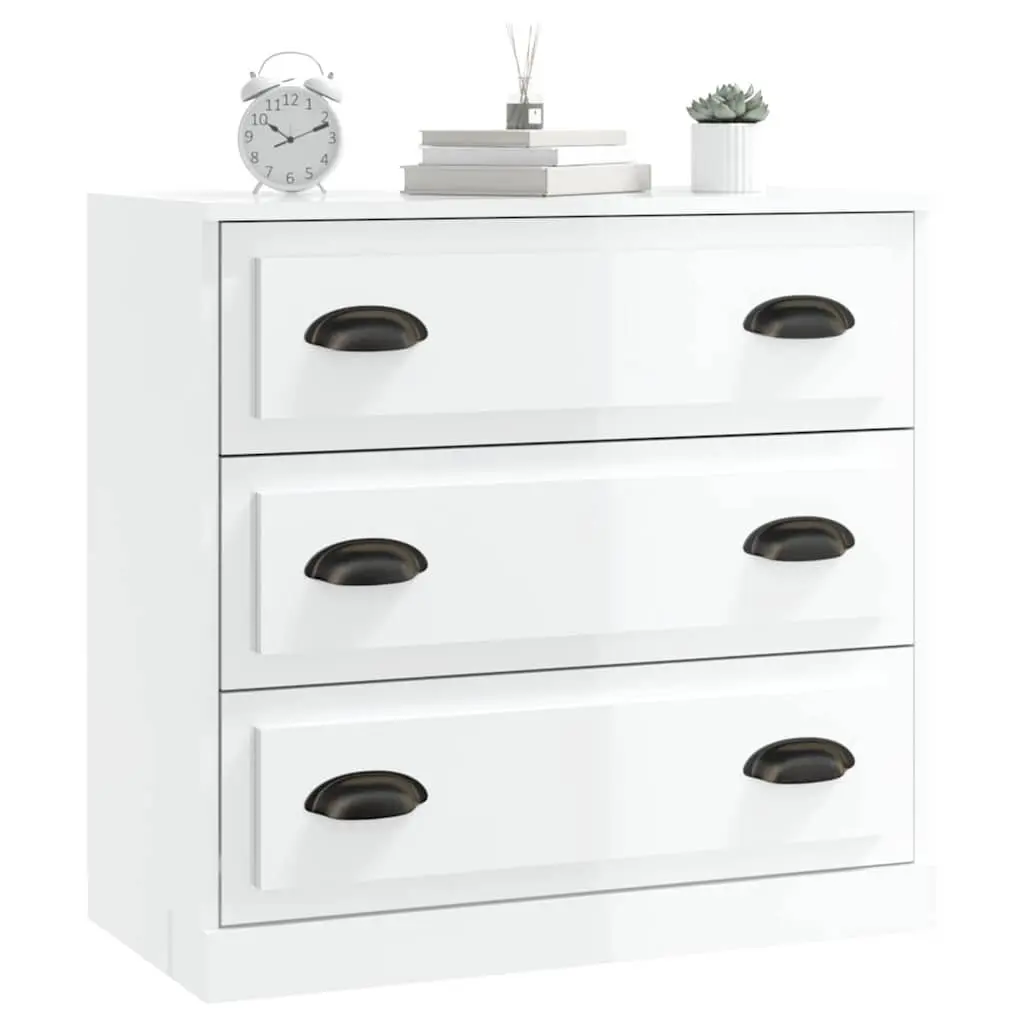 Sideboard Cabinet High Gloss White 70cm Engineered Wood