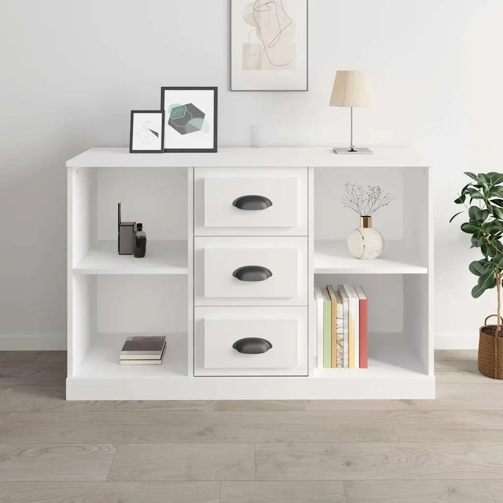 White Sideboard Cabinet Storage Buffet Engineered Wood Furniture Cupboard