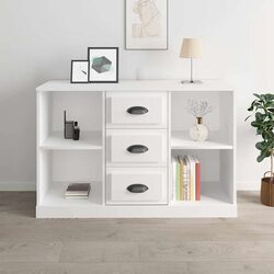 White Sideboard Cabinet Storage Buffet Engineered Wood Furniture Cupboard