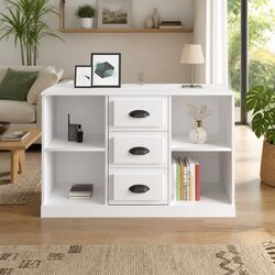 High Gloss White Sideboard Storage Unit in Engineered Wood