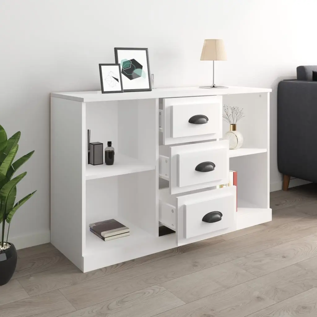 High Gloss White Sideboard Storage Unit in Engineered Wood