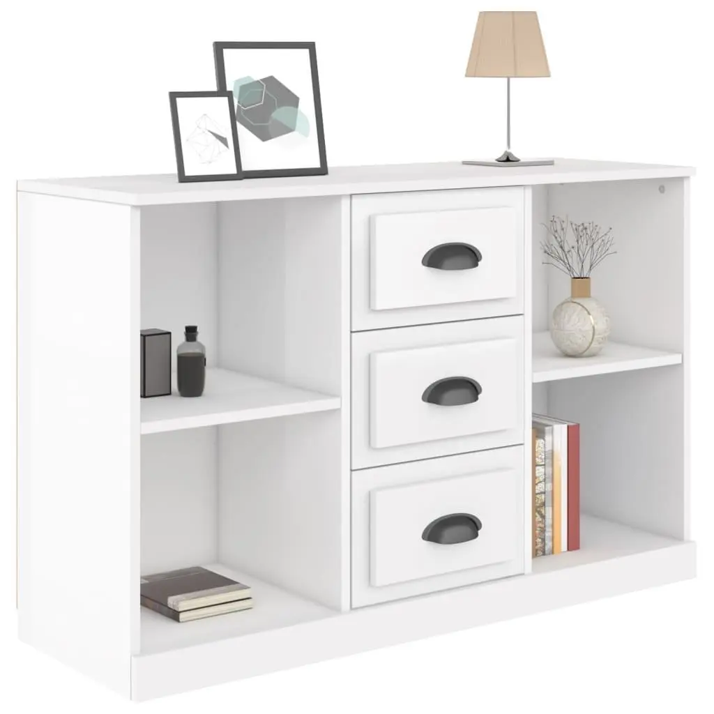 High Gloss White Sideboard Storage Unit in Engineered Wood