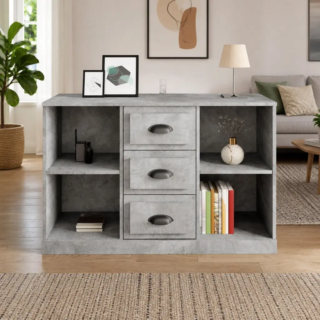 Sideboard Grey Engineered Wood Storage Cabinet Buffet Console Table