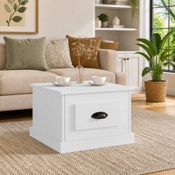 Warm White High Gloss Coffee Table with Drawer