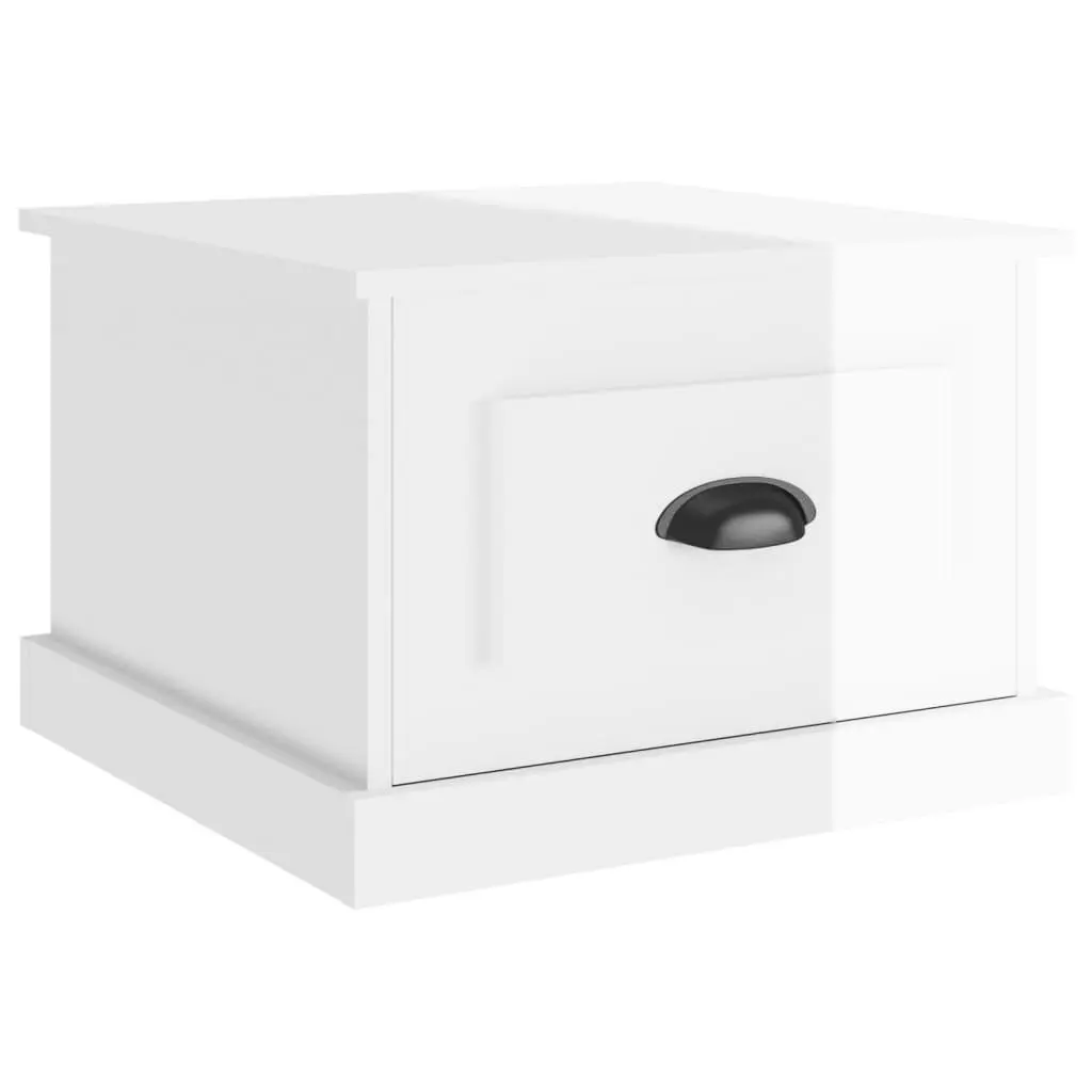 Coffee Table High Gloss White 50x50x35 cm Engineered Wood with Drawer Storage