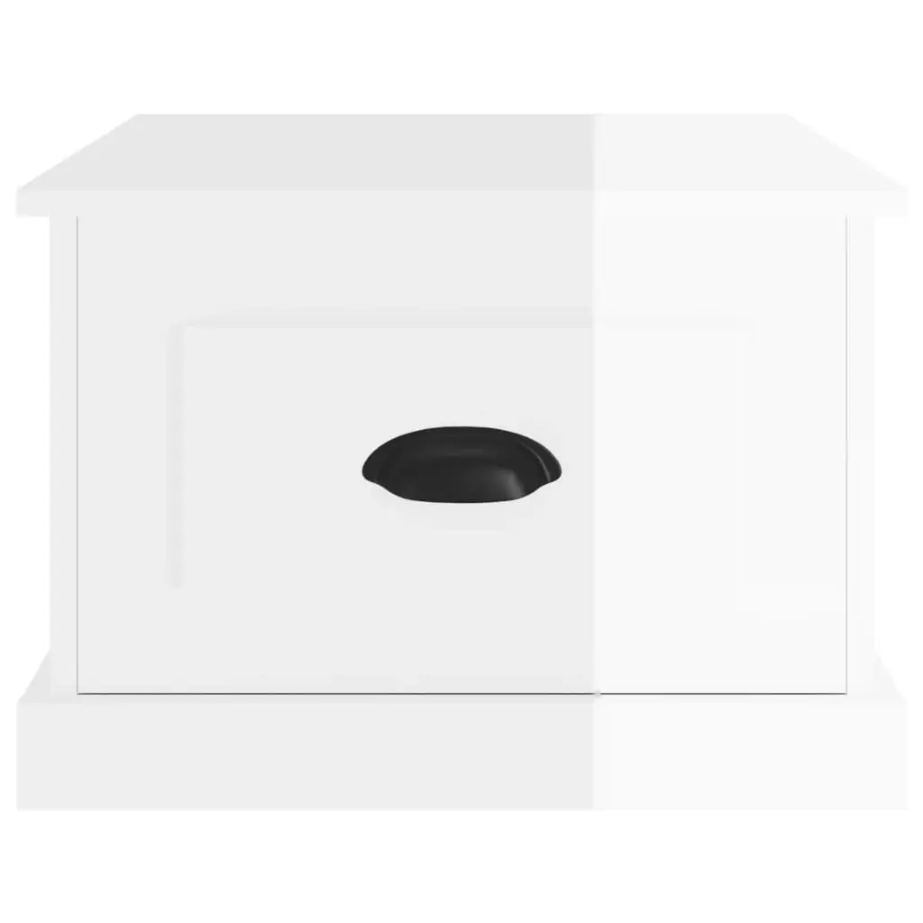 Coffee Table High Gloss White 50x50x35 cm Engineered Wood with Drawer Storage