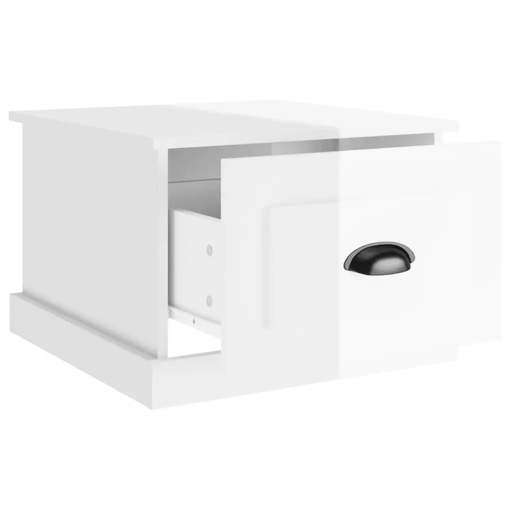 Coffee Table High Gloss White 50x50x35 cm Engineered Wood with Drawer Storage