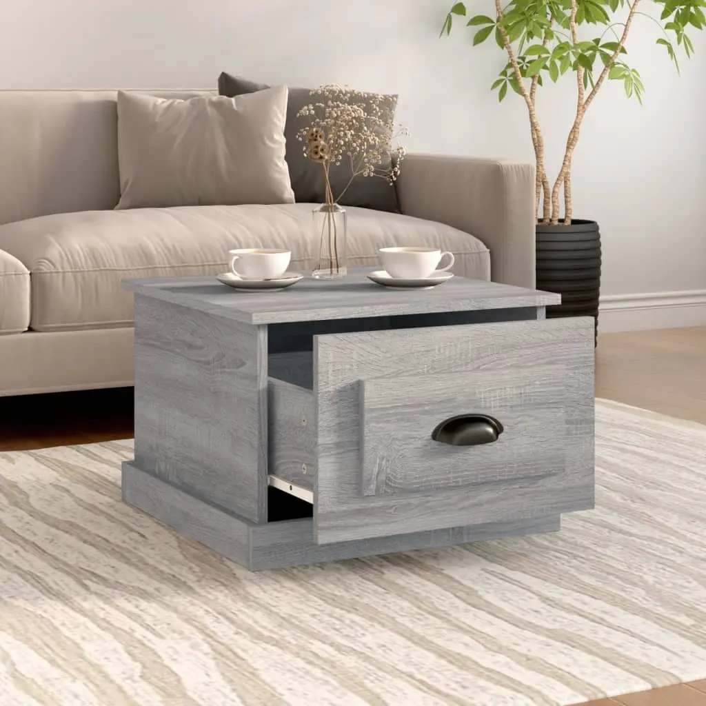 Coffee Table Grey Sonoma 50x50x35 cm Engineered Wood with Storage Drawer
