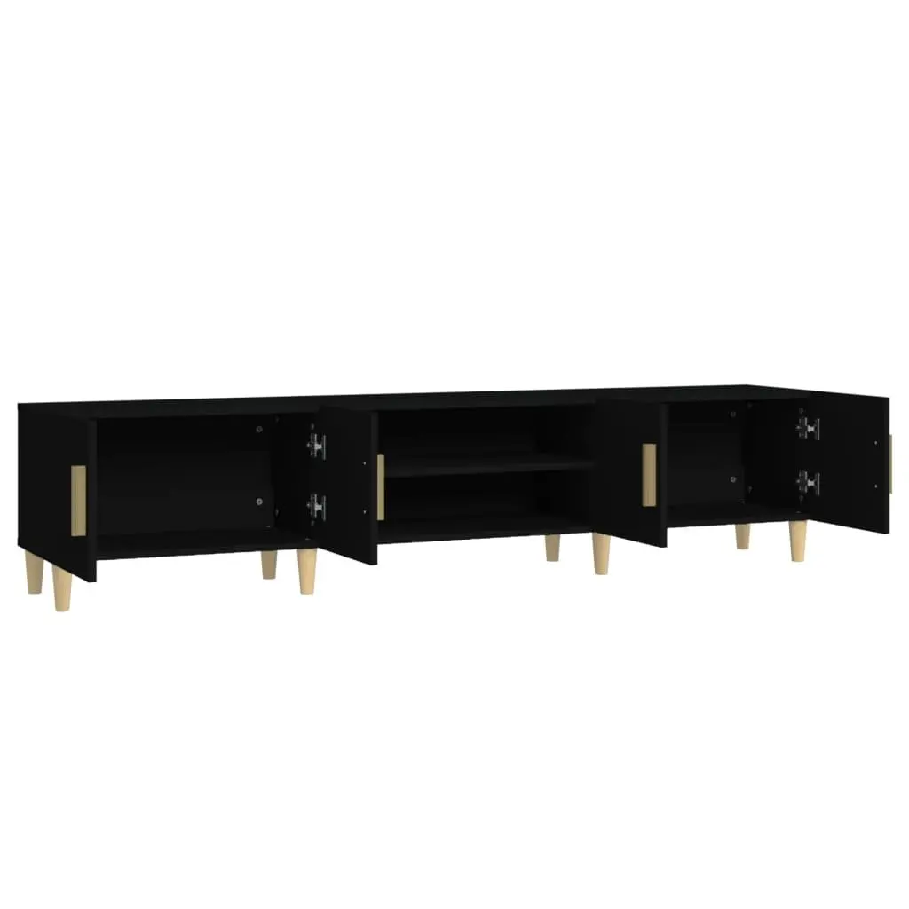 Black 180cm TV Cabinet with 4 Storage Compartments