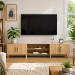 Elegant Brown Engineered Wood TV Cabinet for Living Spaces
