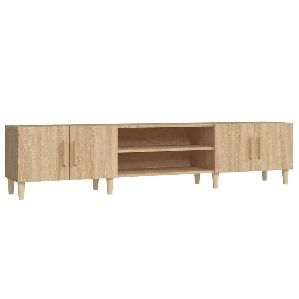 TV Cabinet Brown Engineered Wood Media Unit Storage Doors Compartments