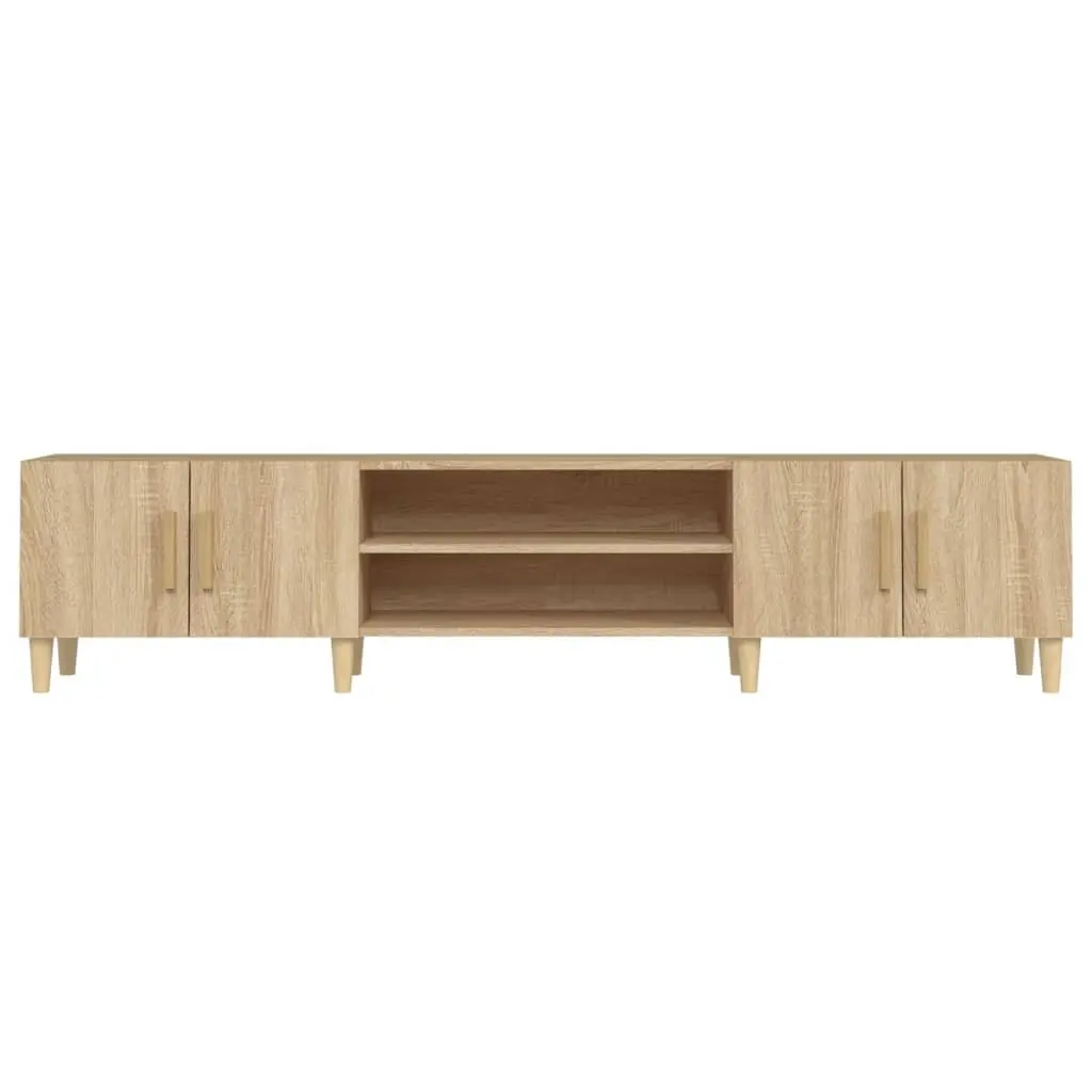 TV Cabinet Brown Engineered Wood Media Unit Storage Doors Compartments
