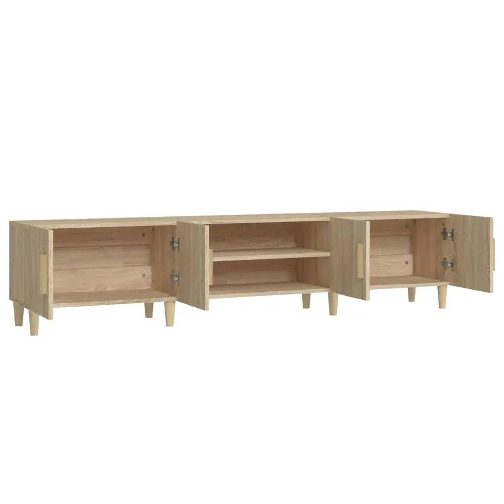 TV Cabinet Brown Engineered Wood Media Unit Storage Doors Compartments