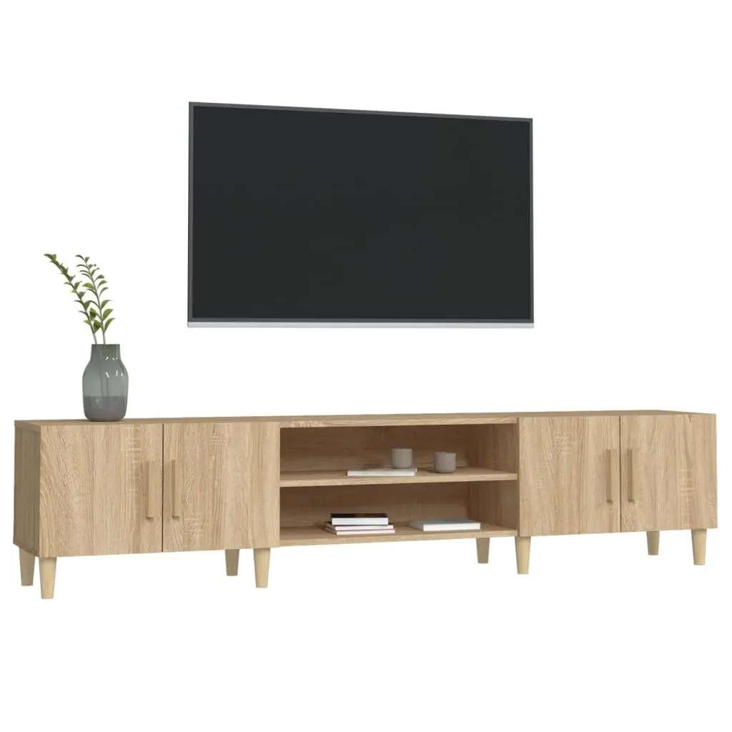 TV Cabinet Brown Engineered Wood Media Unit Storage Doors Compartments