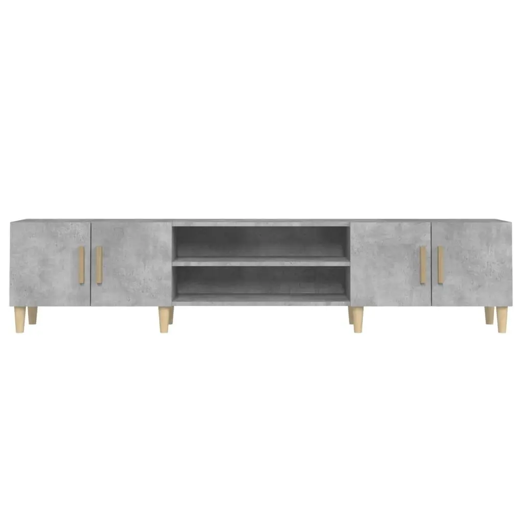 TV Cabinet Grey Engineered Wood Media Console 180 x 31.5 x 40 cm 4 Compartments 4 Doors