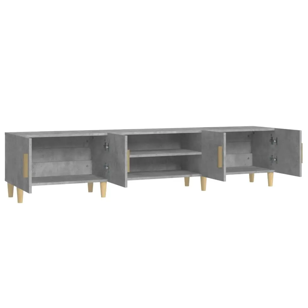 TV Cabinet Grey Engineered Wood Media Console 180 x 31.5 x 40 cm 4 Compartments 4 Doors