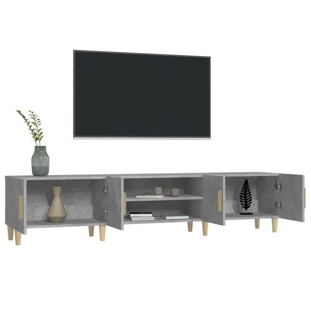 TV Cabinet Grey Engineered Wood Media Console 180 x 31.5 x 40 cm 4 Compartments 4 Doors