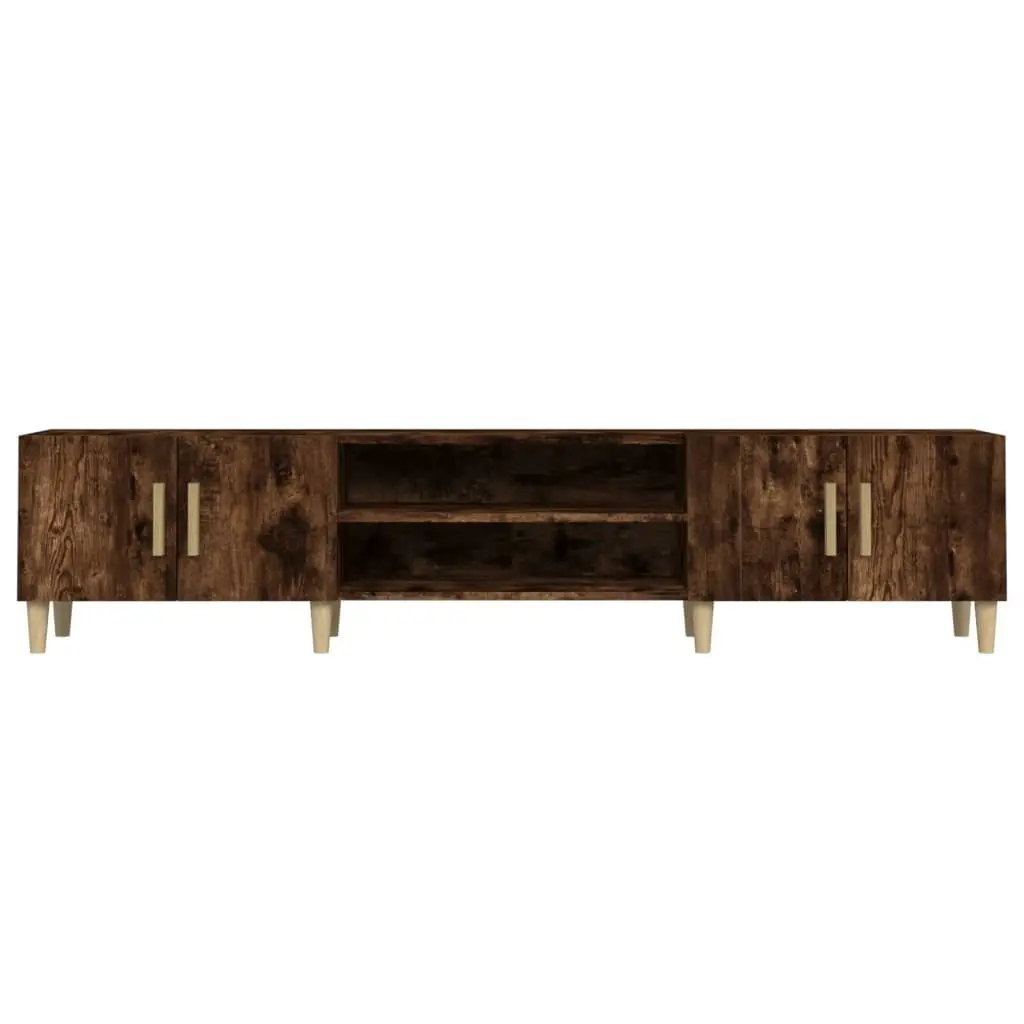 Engineered Wood TV Stand Storage Unit Brown 180x31.5x40cm with 4 Compartments and Doors