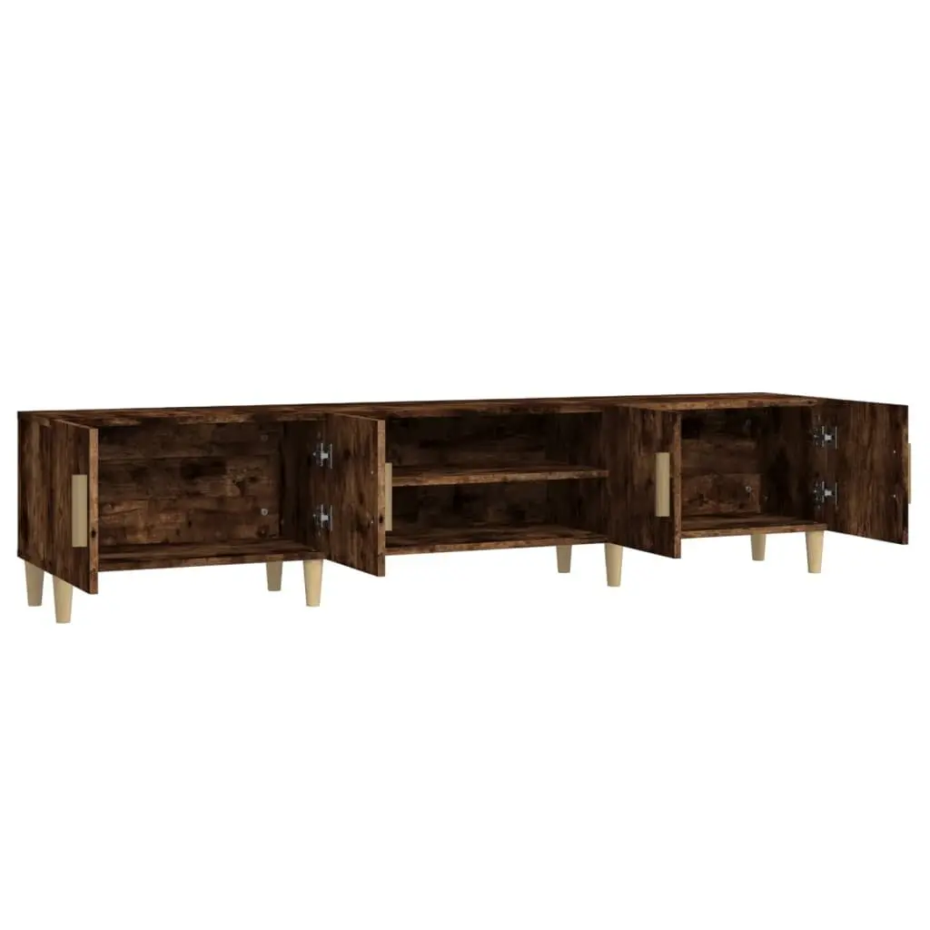 Engineered Wood TV Stand Storage Unit Brown 180x31.5x40cm with 4 Compartments and Doors