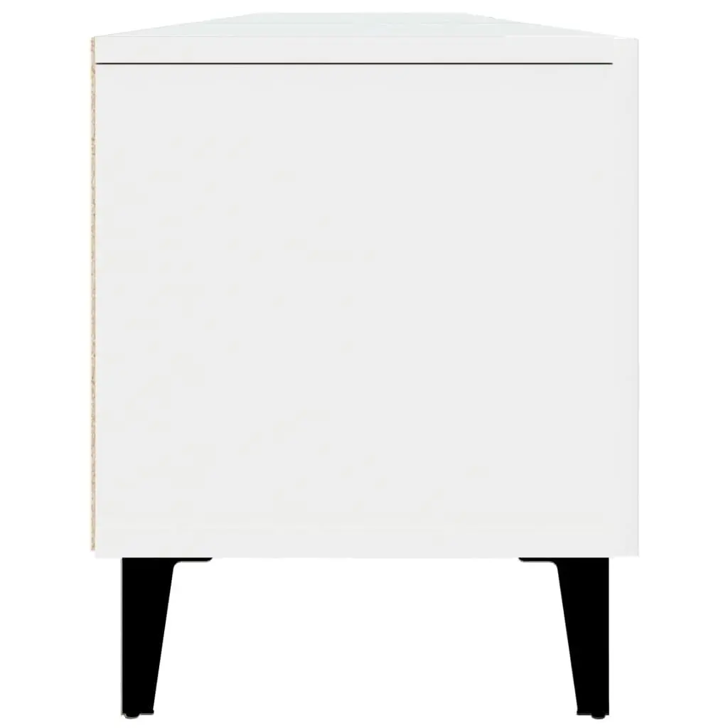 TV Cabinet White Engineered Wood 4 Door 4 Compartment Storage Unit