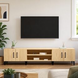 Brown Engineered Wood TV Cabinet with Storage Compartment