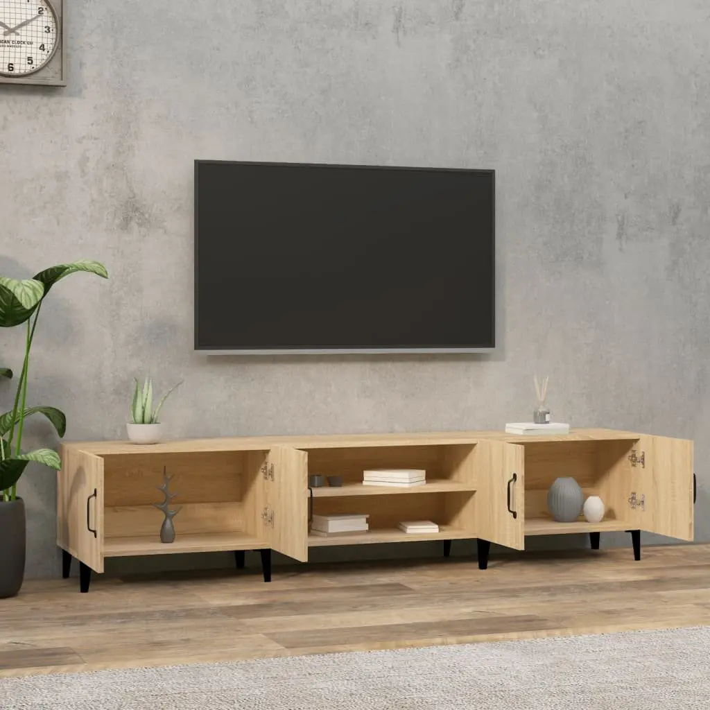 Brown Engineered Wood TV Cabinet with Storage Compartment