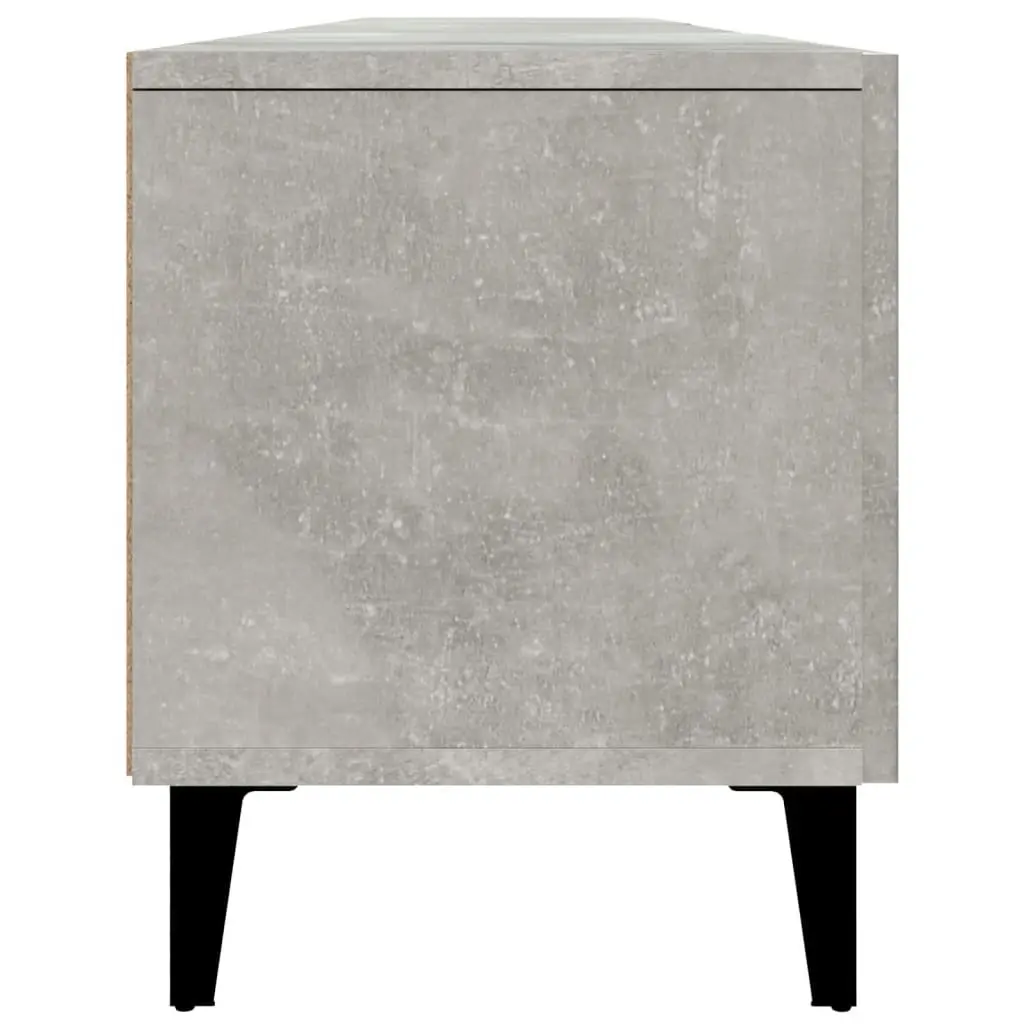 Engineered Wood TV Cabinet Grey 4 Compartment Storage Unit with 4 Doors for Living Room Display
