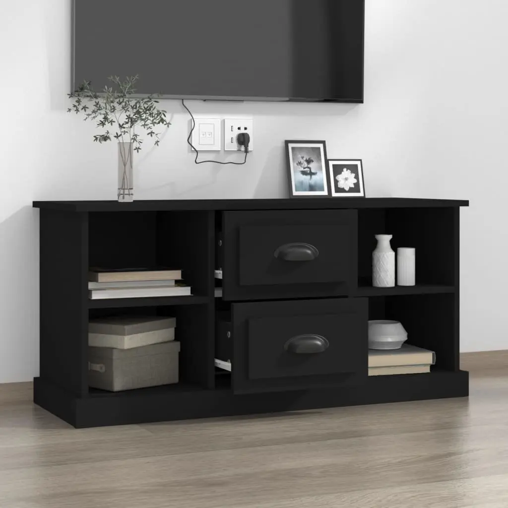 Black TV Cabinet with Drawers and Shelves